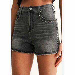 A.N.A. SIZE 2 HIGH RISE STUDDED DENIM SHORTIE SHORT 3.5 INSEAM